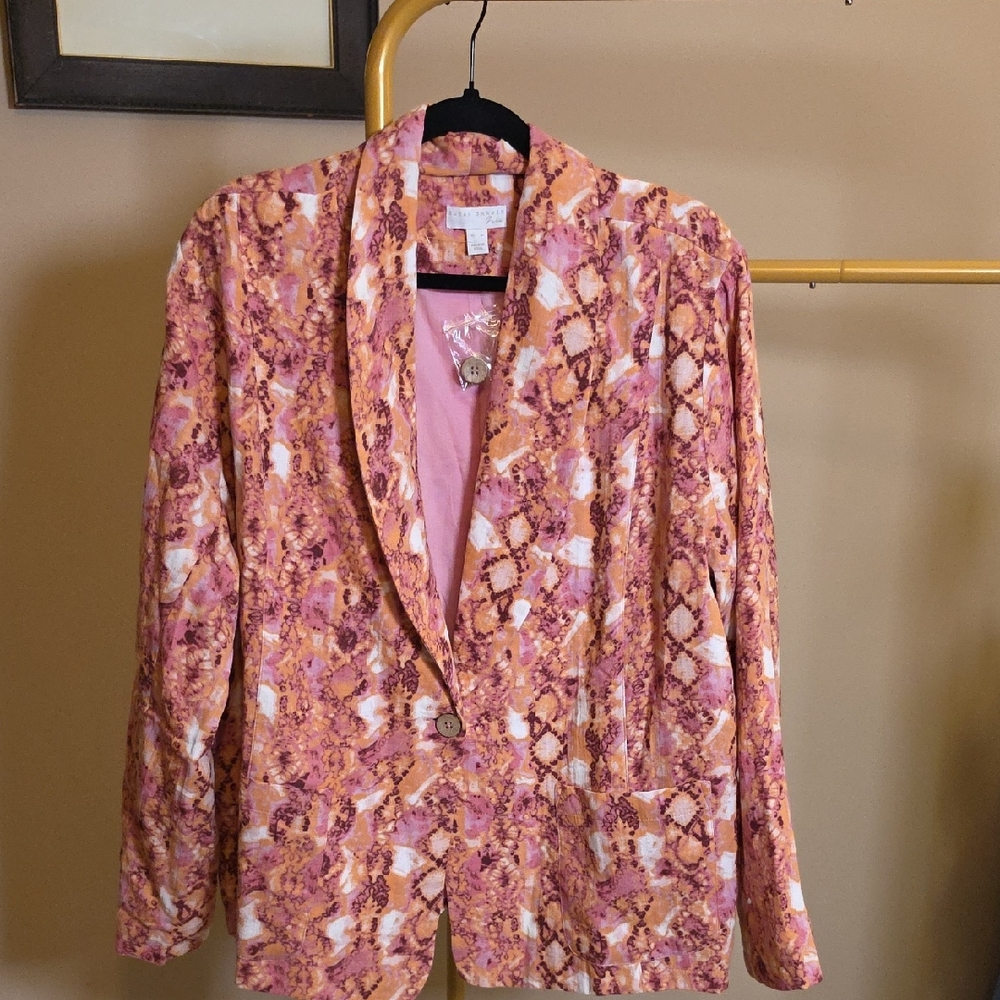 Susan Graver Pink and Orange Patterned Blazer